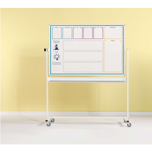 Kantelbord whiteboard, dubbelzijdig bedrukt 120x200 cm